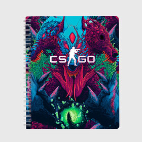 Тетрадь с принтом CS-GO Hyper Beast в Курске, 100% бумага | 48 листов, плотность листов — 60 г/м2, плотность картонной обложки — 250 г/м2. Листы скреплены сбоку удобной пружинной спиралью. Уголки страниц и обложки скругленные. Цвет линий — светло-серый
 | 2019 | computer game | counter strike | cs | cs go | csgo | dota | dota2 | game | howl | hyperbeast | warning | автомат | вой | го | игрок | компьютерная игра | контр страйк | контра | кс | оружие | турнир