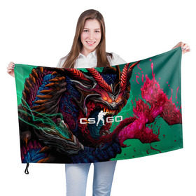 Флаг 3D с принтом CS GO hyper beast skin в Курске, 100% полиэстер | плотность ткани — 95 г/м2, размер — 67 х 109 см. Принт наносится с одной стороны | beast | counterstike | csgo | hyper | hyperbeast | m4a1s | steam | винтовка | контра | кс | ксго | шмотки