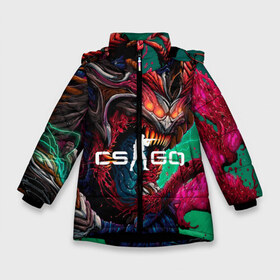 Зимняя куртка для девочек 3D с принтом CS GO hyper beast skin в Курске, ткань верха — 100% полиэстер; подклад — 100% полиэстер, утеплитель — 100% полиэстер. | длина ниже бедра, удлиненная спинка, воротник стойка и отстегивающийся капюшон. Есть боковые карманы с листочкой на кнопках, утяжки по низу изделия и внутренний карман на молнии. 

Предусмотрены светоотражающий принт на спинке, радужный светоотражающий элемент на пуллере молнии и на резинке для утяжки. | beast | counterstike | csgo | hyper | hyperbeast | m4a1s | steam | винтовка | контра | кс | ксго | шмотки