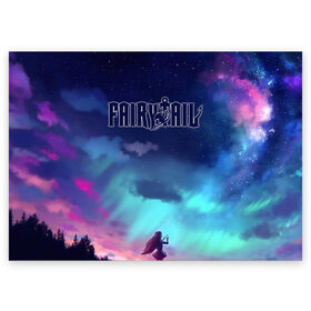 Поздравительная открытка с принтом Fairy Tail в Курске, 100% бумага | плотность бумаги 280 г/м2, матовая, на обратной стороне линовка и место для марки
 | fairy | tail | драгнил | дракон | зереф | люси | маг | манга | нацу | феникс | фиор | хартфилия | хвост феи | хэппи