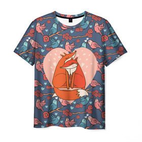 Мужская футболка 3D с принтом Влюбленные лисички в Курске, 100% полиэфир | прямой крой, круглый вырез горловины, длина до линии бедер | 14 февраля | влюбленность | влюбленные | день влюбленных | день святого валентина | лис | лиса | лисички | лисы | любовь | милые | романтика | романтическая | рыжие | сердечки | сердце
