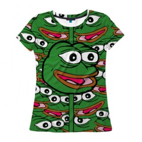 Женская футболка 3D с принтом Good / Sad frog в Курске, 100% полиэфир ( синтетическое хлопкоподобное полотно) | прямой крой, круглый вырез горловины, длина до линии бедер | bad | dab | frog | good | kek | pepe | sad | кек | лягушка | мем | мемы | пепе | со смыслом | фрог