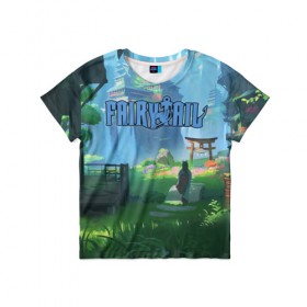 Детская футболка 3D с принтом Fairy Tail в Курске, 100% гипоаллергенный полиэфир | прямой крой, круглый вырез горловины, длина до линии бедер, чуть спущенное плечо, ткань немного тянется | fairy | tail | драгнил | дракон | зереф | люси | маг | манга | нацу | феникс | фиор | хартфилия | хвост феи | хэппи