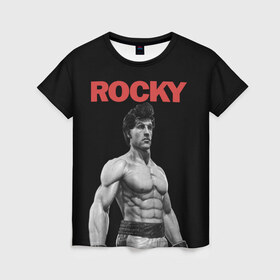 Женская футболка 3D с принтом ROCKY в Курске, 100% полиэфир ( синтетическое хлопкоподобное полотно) | прямой крой, круглый вырез горловины, длина до линии бедер | creed | jordan | lundgren | mix fight | mixfight | stallone | ufc | бальбоа | бокс | джордан | крид | лундгрен | мышцы | ринг | роки | рокки | сильвестр | сталлоне | сталоне