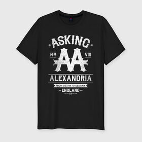 Мужская футболка премиум с принтом Asking Alexandria в Курске, 92% хлопок, 8% лайкра | приталенный силуэт, круглый вырез ворота, длина до линии бедра, короткий рукав | asking alexandria | аскинг александриа | группы | метал | музыка | рок | хэви метал | электроникор