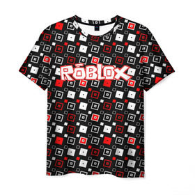 Мужская футболка 3D с принтом Roblox в Курске, 100% полиэфир | прямой крой, круглый вырез горловины, длина до линии бедер | Тематика изображения на принте: game | gamer | logo | roblox | игры | логотип | роблокс