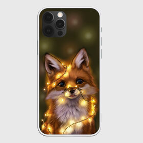 Чехол для iPhone 12 Pro Max с принтом Лисёнок и гирлянда в Курске, Силикон |  | лампочки | лис | лиса | лисица | огоньки | праздник | рыжая