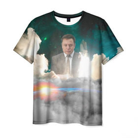 Мужская футболка 3D с принтом Elon Musk Thinker (Илон Маск) в Курске, 100% полиэфир | прямой крой, круглый вырез горловины, длина до линии бедер | elon musk | space | space x | tesla | дым | илон маск | инопланетяне | космос | личность | мыслитель | облака | планета | ракета | спейс | тесла | философ | шаттл