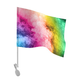 Флаг для автомобиля с принтом Радужный дым в Курске, 100% полиэстер | Размер: 30*21 см | Тематика изображения на принте: holi | праздник красок | радуга | радужный дым | холи | цвета радуги | яркий