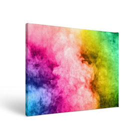 Холст прямоугольный с принтом Радужный дым в Курске, 100% ПВХ |  | holi | праздник красок | радуга | радужный дым | холи | цвета радуги | яркий