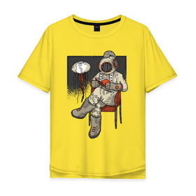 Мужская футболка хлопок Oversize с принтом Дайвер Steampunk в Курске, 100% хлопок | свободный крой, круглый ворот, “спинка” длиннее передней части | diver | steampunk | дайвер | книга | книги | медуза | стим панк | стимпанк | читает