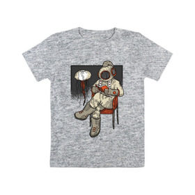 Детская футболка хлопок с принтом Дайвер Steampunk в Курске, 100% хлопок | круглый вырез горловины, полуприлегающий силуэт, длина до линии бедер | diver | steampunk | дайвер | книга | книги | медуза | стим панк | стимпанк | читает