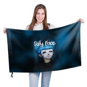 Флаг 3D с принтом SALLY FACE в Курске, 100% полиэстер | плотность ткани — 95 г/м2, размер — 67 х 109 см. Принт наносится с одной стороны | blue | face | fisher | game | games | gizmo | hair | larry | mask | sally | волосы | гизмо | голубые | игра | игры | ларри | маска | протез | сали | салли | синие | синий | триллер | ужасы | фейс | фишер | фэйс | хоррор