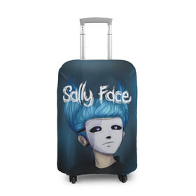 Чехол для чемодана 3D с принтом SALLY FACE в Курске, 86% полиэфир, 14% спандекс | двустороннее нанесение принта, прорези для ручек и колес | blue | face | fisher | game | games | gizmo | hair | larry | mask | sally | волосы | гизмо | голубые | игра | игры | ларри | маска | протез | сали | салли | синие | синий | триллер | ужасы | фейс | фишер | фэйс | хоррор