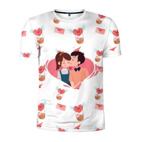 Мужская футболка 3D спортивная с принтом Влюбленная пара в Курске, 100% полиэстер с улучшенными характеристиками | приталенный силуэт, круглая горловина, широкие плечи, сужается к линии бедра | 