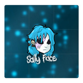 Магнитный плакат 3Х3 с принтом Sally Face в Курске, Полимерный материал с магнитным слоем | 9 деталей размером 9*9 см | Тематика изображения на принте: blue | face | fisher | game | games | gizmo | hair | larry | mask | sally | волосы | гизмо | голубые | игра | игры | ларри | маска | протез | сали | салли | синие | синий | триллер | ужасы | фейс | фишер | фэйс | хоррор