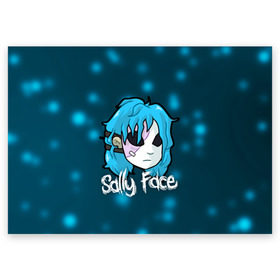 Поздравительная открытка с принтом Sally Face в Курске, 100% бумага | плотность бумаги 280 г/м2, матовая, на обратной стороне линовка и место для марки
 | Тематика изображения на принте: blue | face | fisher | game | games | gizmo | hair | larry | mask | sally | волосы | гизмо | голубые | игра | игры | ларри | маска | протез | сали | салли | синие | синий | триллер | ужасы | фейс | фишер | фэйс | хоррор