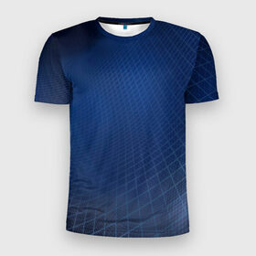 Мужская футболка 3D спортивная с принтом Сеть в Курске, 100% полиэстер с улучшенными характеристиками | приталенный силуэт, круглая горловина, широкие плечи, сужается к линии бедра | blue | net | web | квадраты | клетка | паутина | сетка | сеть | синий