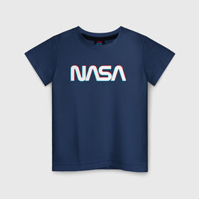 Детская футболка хлопок с принтом NASA GLITCH в Курске, 100% хлопок | круглый вырез горловины, полуприлегающий силуэт, длина до линии бедер | Тематика изображения на принте: galaxy | nasa | space | space company | star | астрономия | галактика | звезды | космическая компания | космос | наса
