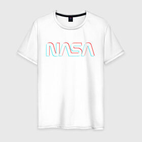 Мужская футболка хлопок с принтом NASA GLITCH в Курске, 100% хлопок | прямой крой, круглый вырез горловины, длина до линии бедер, слегка спущенное плечо. | galaxy | nasa | space | space company | star | астрономия | галактика | звезды | космическая компания | космос | наса