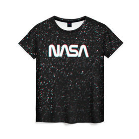Женская футболка 3D с принтом NASA GLITCH SPACE в Курске, 100% полиэфир ( синтетическое хлопкоподобное полотно) | прямой крой, круглый вырез горловины, длина до линии бедер | galaxy | nasa | space | space company | star | астрономия | галактика | звезды | космическая компания | космос | наса