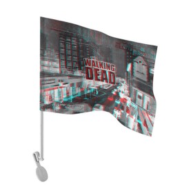Флаг для автомобиля с принтом the walking dead glitch в Курске, 100% полиэстер | Размер: 30*21 см | glitch | the walking dead | апокалипсис | глитч | зомби | помехи | ходячие мертвецы