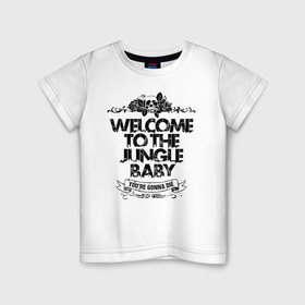 Детская футболка хлопок с принтом Welcome to the Jungle в Курске, 100% хлопок | круглый вырез горловины, полуприлегающий силуэт, длина до линии бедер | 80s | 80е | axl | duff | guns n roses | rock | slash