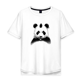 Мужская футболка хлопок Oversize с принтом Панда Панк в Курске, 100% хлопок | свободный крой, круглый ворот, “спинка” длиннее передней части | panda | рок