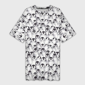 Платье-футболка 3D с принтом Пингвинчики в Курске,  |  | животные | лапочка | милый | мимими | паттерн | пингвин | северный полюс