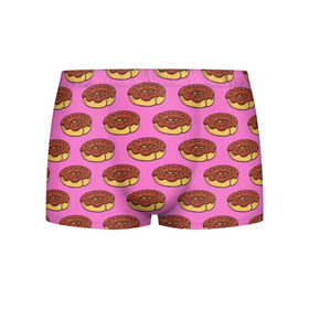 Мужские трусы 3D с принтом Пончики Паттерн в Курске, 50% хлопок, 50% полиэстер | классическая посадка, на поясе мягкая тканевая резинка | Тематика изображения на принте: donut | вкусный | вкусняшка | еда | пончик | розовый