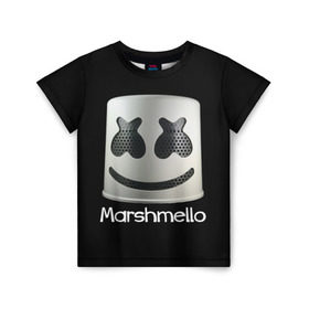 Детская футболка 3D с принтом Marshmello в Курске, 100% гипоаллергенный полиэфир | прямой крой, круглый вырез горловины, длина до линии бедер, чуть спущенное плечо, ткань немного тянется | marshmello | диджей | клуб | клубная музыка | маршмеллоу | маршмэлло | маршмэллоу | музыка | электронная