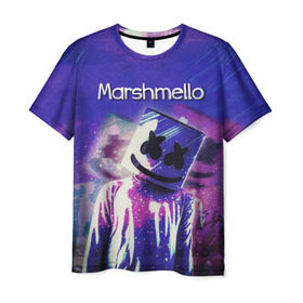 Мужская футболка 3D с принтом Marshmello в Курске, 100% полиэфир | прямой крой, круглый вырез горловины, длина до линии бедер | Тематика изображения на принте: marshmello | диджей | клуб | клубная музыка | маршмеллоу | маршмэлло | маршмэллоу | музыка | электронная