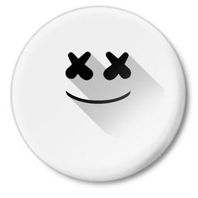 Значок с принтом Marshmello в Курске,  металл | круглая форма, металлическая застежка в виде булавки | marshmello | диджей | клуб | клубная музыка | маршмеллоу | маршмэлло | маршмэллоу | музыка | электронная