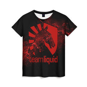 Женская футболка 3D с принтом Team Liquid в Курске, 100% полиэфир ( синтетическое хлопкоподобное полотно) | прямой крой, круглый вырез горловины, длина до линии бедер | dota | liquid | team | the international | дота | игры | кибер | ликвид | спорт | тим