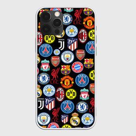 Чехол для iPhone 12 Pro Max с принтом ЛОГО ФУТБОЛЬНЫХ КОМАНД в Курске, Силикон |  | atletico madrid | barca | bayern munchen | chelsea | fc | football | juventus | liverpool | manchester city | manchester united | milan | pattern | real madrid | russia | барселона | паттерн