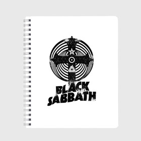Тетрадь с принтом Black Sabbath в Курске, 100% бумага | 48 листов, плотность листов — 60 г/м2, плотность картонной обложки — 250 г/м2. Листы скреплены сбоку удобной пружинной спиралью. Уголки страниц и обложки скругленные. Цвет линий — светло-серый
 | black sabbath | hard rock | heavy metal | блэк сабат | группы | метал | музыка | оззи осборн | рок | хард рок | хэви метал