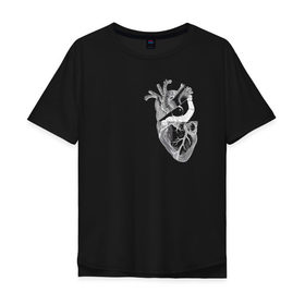 Мужская футболка хлопок Oversize с принтом Astronaut in Heart в Курске, 100% хлопок | свободный крой, круглый ворот, “спинка” длиннее передней части | space | анатомия | астронавт | вселенная | звезды | космонавт | космос | луна | любовь | планета | сердце