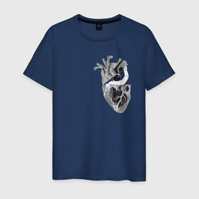 Мужская футболка хлопок с принтом Astronaut in Heart в Курске, 100% хлопок | прямой крой, круглый вырез горловины, длина до линии бедер, слегка спущенное плечо. | space | анатомия | астронавт | вселенная | звезды | космонавт | космос | луна | любовь | планета | сердце