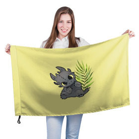 Флаг 3D с принтом ночная фурия в Курске, 100% полиэстер | плотность ткани — 95 г/м2, размер — 67 х 109 см. Принт наносится с одной стороны | night fury | беззубик | дракон | как приручить дракона | ночная фурия