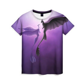 Женская футболка 3D с принтом как приручить дракона в Курске, 100% полиэфир ( синтетическое хлопкоподобное полотно) | прямой крой, круглый вырез горловины, длина до линии бедер | light fury | night fury | беззубик | дракон | как приручить дракона | ночная фурия