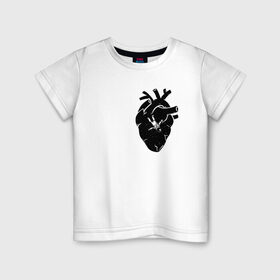 Детская футболка хлопок с принтом Heart Space в Курске, 100% хлопок | круглый вырез горловины, полуприлегающий силуэт, длина до линии бедер | Тематика изображения на принте: анатомия | астронавт | вселенная | звезды | космонавт | космос | сердце