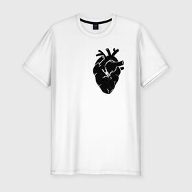 Мужская футболка премиум с принтом Heart Space в Курске, 92% хлопок, 8% лайкра | приталенный силуэт, круглый вырез ворота, длина до линии бедра, короткий рукав | Тематика изображения на принте: анатомия | астронавт | вселенная | звезды | космонавт | космос | сердце