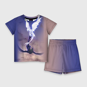 Детский костюм с шортами 3D с принтом как приручить дракона в Курске,  |  | light fury | night fury | беззубик | дракон | как приручить дракона | ночная фурия