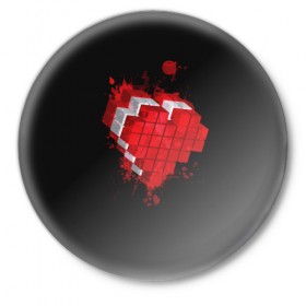 Значок с принтом Red Heart в Курске,  металл | круглая форма, металлическая застежка в виде булавки | 