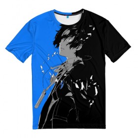 Мужская футболка 3D с принтом Makoto Yuki - Persona 5 в Курске, 100% полиэфир | прямой крой, круглый вырез горловины, длина до линии бедер | anime | game | makoto yuki | persona 5 | yuki | аниме | игра персонаж | мужчина | человек