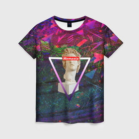 Женская футболка 3D с принтом Memesis в Курске, 100% полиэфир ( синтетическое хлопкоподобное полотно) | прямой крой, круглый вырез горловины, длина до линии бедер | memesis | retrowave | vaporwave | webpunk | вебпанк | вэйпорвэйв | мемесис | ретровэйв