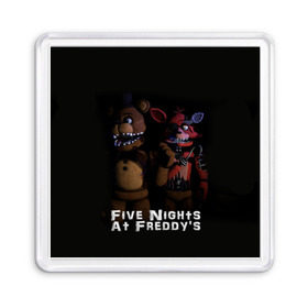 Магнит 55*55 с принтом Five Nights At Freddy`s в Курске, Пластик | Размер: 65*65 мм; Размер печати: 55*55 мм | five nights at freddys | foxy | аниматроники | игра | компьютерная игра | робот | фокси | фредди | чика