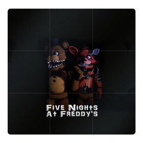 Магнитный плакат 3Х3 с принтом Five Nights At Freddy`s в Курске, Полимерный материал с магнитным слоем | 9 деталей размером 9*9 см | five nights at freddys | foxy | аниматроники | игра | компьютерная игра | робот | фокси | фредди | чика