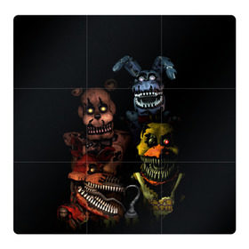 Магнитный плакат 3Х3 с принтом Five Nights At Freddys в Курске, Полимерный материал с магнитным слоем | 9 деталей размером 9*9 см | five nights at freddys | foxy | аниматроники | игра | компьютерная игра | робот | фокси | фредди | чика