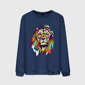 Мужской свитшот хлопок с принтом Lion в Курске, 100% хлопок |  | cat | geometry | leo | lion | polygonal | wild | геометрия | дикий | животное | кот | лев | хищник | яркий